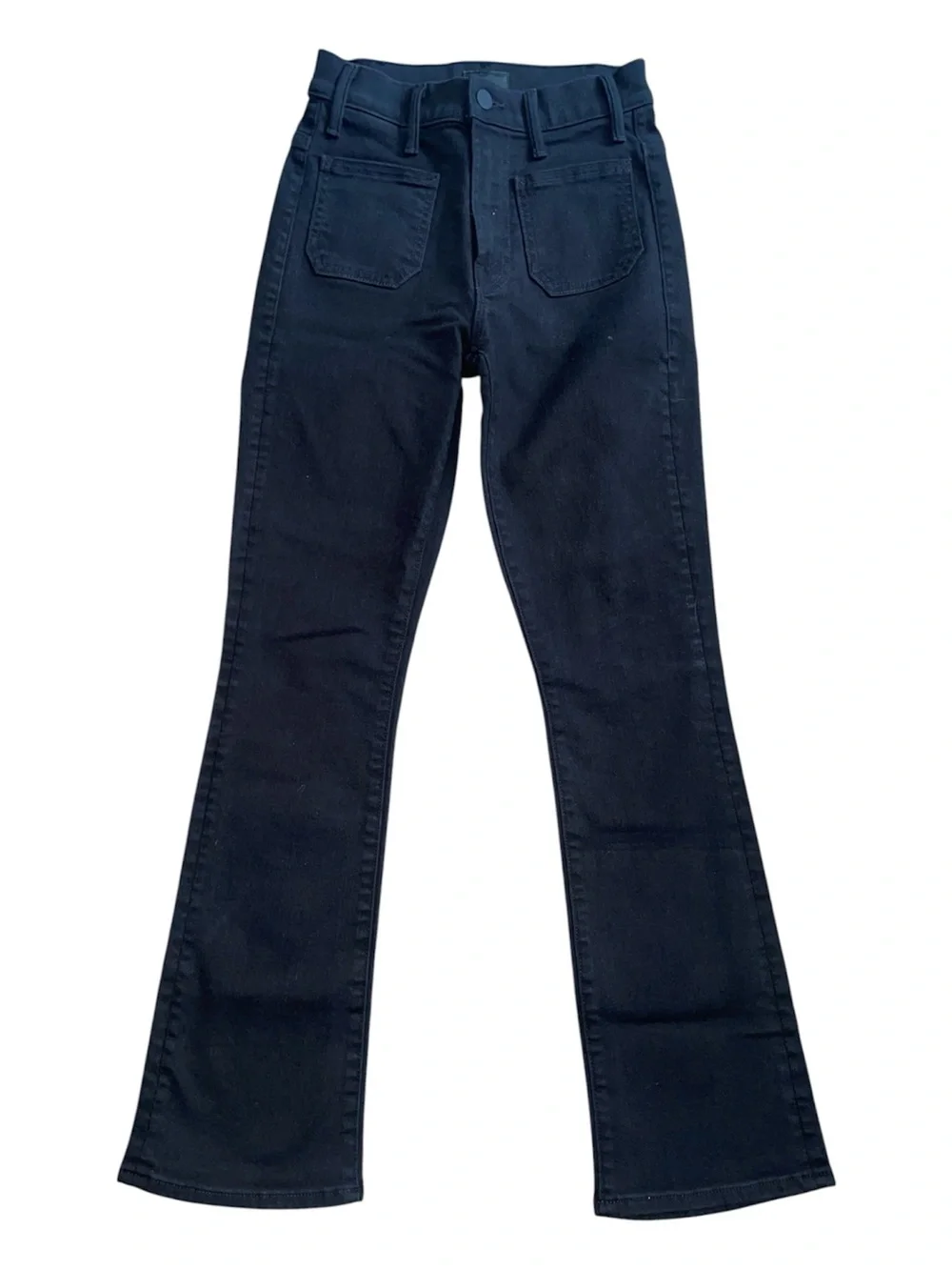 Mother black high waisted patch pocket insider ankle